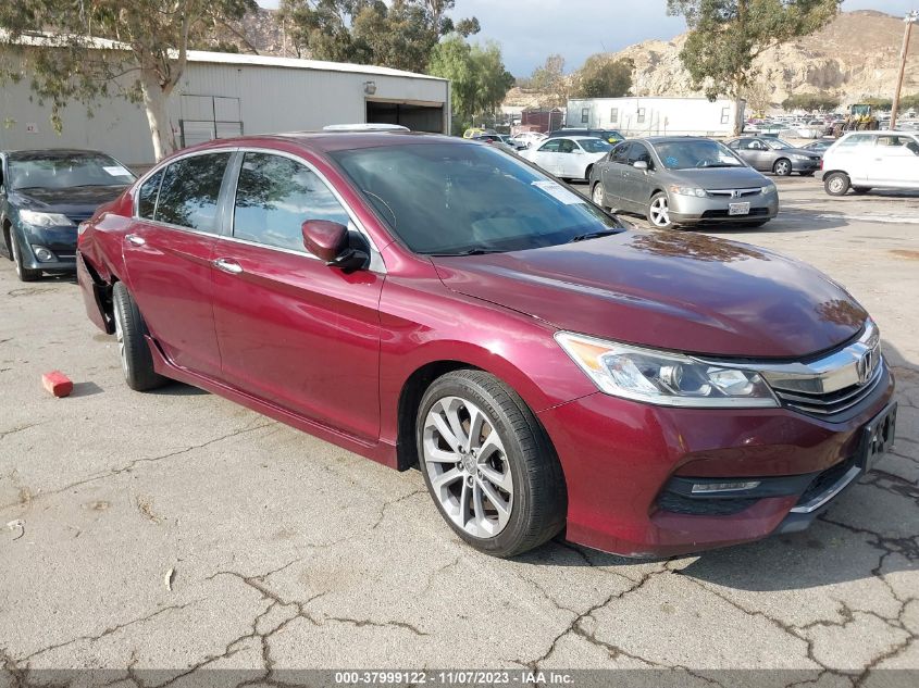 2017 HONDA ACCORD SEDAN SPORT - 1HGCR2F52HA308280