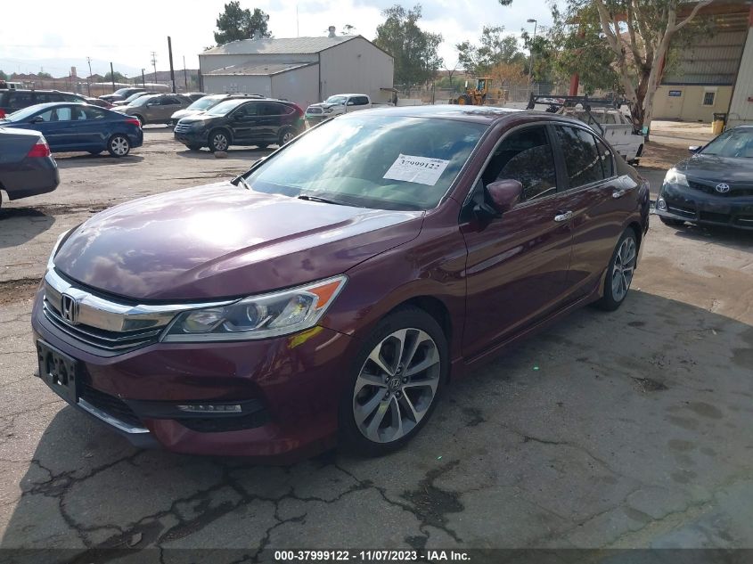 2017 HONDA ACCORD SEDAN SPORT - 1HGCR2F52HA308280