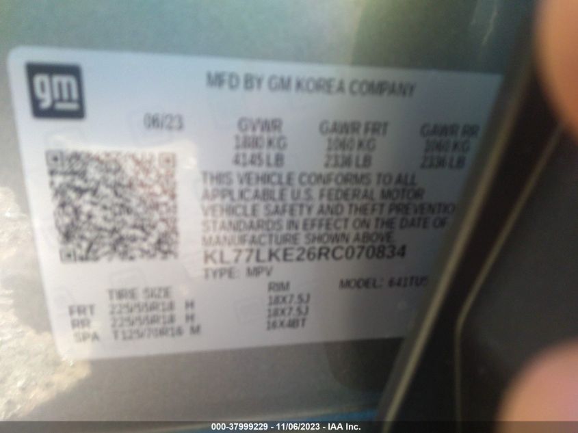 2024 CHEVROLET TRAX ACTIV - KL77LKE26RC070834