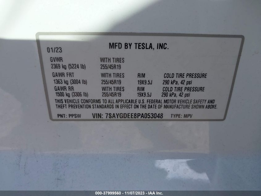 2023 TESLA MODEL Y - 7SAYGDEE8PA053048