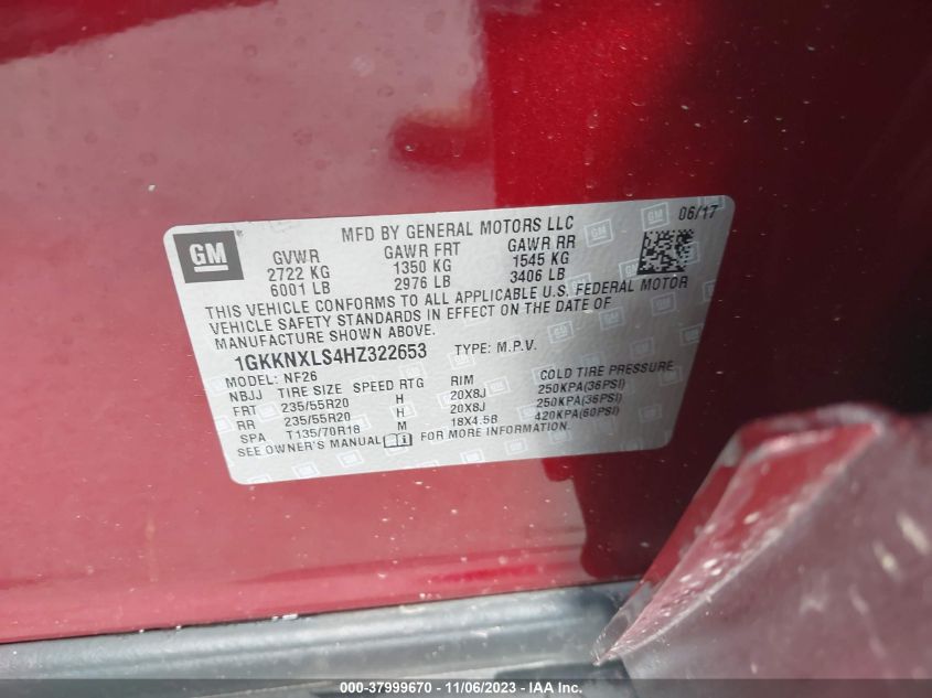 2017 GMC ACADIA DENALI - 1GKKNXLS4HZ322653