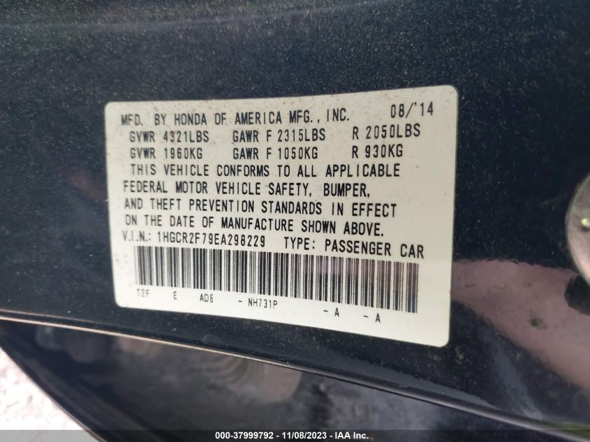 2014 HONDA ACCORD EX - 1HGCR2F79EA298229