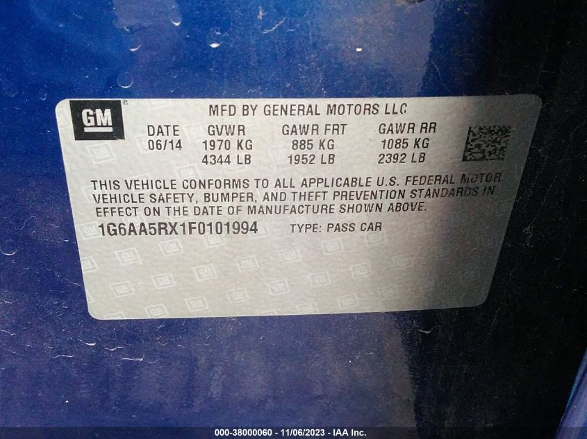 2015 CADILLAC ATS STANDARD - 1G6AA5RX1F0101994