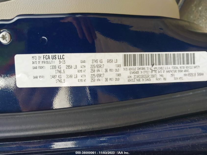 2016 DODGE GRAND CARAVAN SE - 2C4RDGBG5GR139071