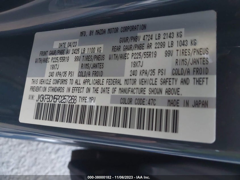 VIN JM3KFBCM5P0257268 2023 MAZDA CX-5 2.5 S CARBON EDITION