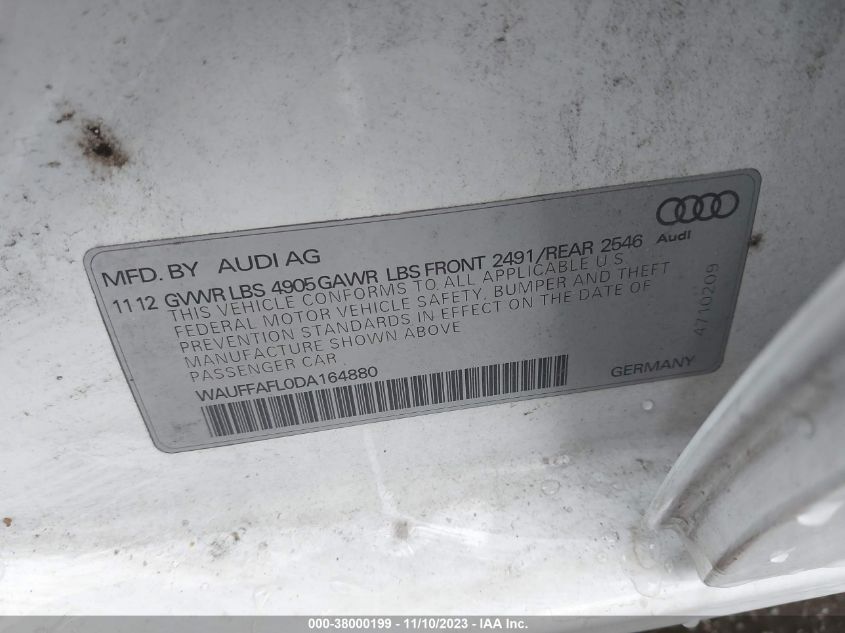 2013 AUDI A4 2.0T PREMIUM - WAUFFAFL0DA164880