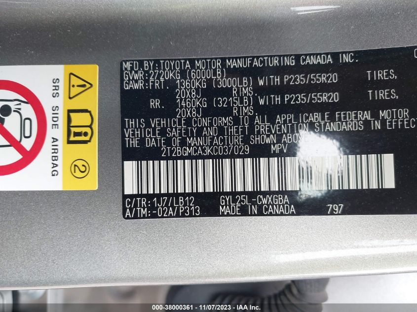 2019 LEXUS RX 450H - 2T2BGMCA3KC037029