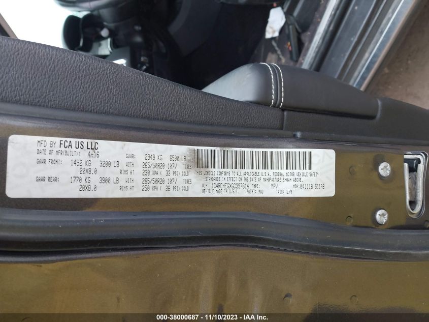 2016 DODGE DURANGO CITADEL - 1C4RDHEGXGC397614