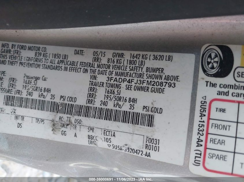 2015 FORD FIESTA TITANIUM - 3FADP4FJ3FM208793