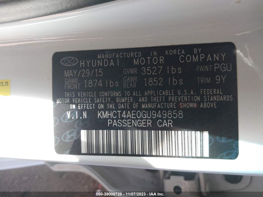 2016 HYUNDAI ACCENT SE - KMHCT4AE0GU949858