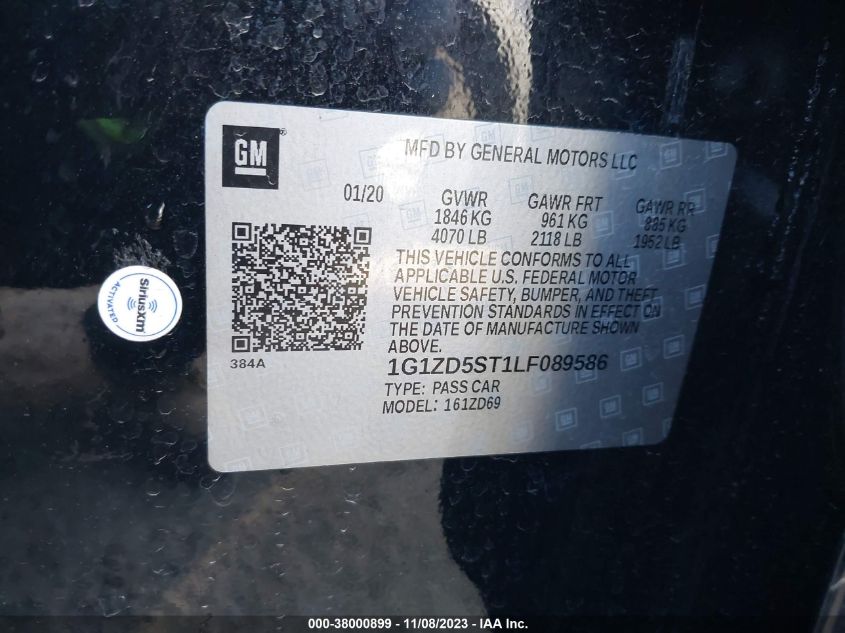 2020 CHEVROLET MALIBU LT - 1G1ZD5ST1LF089586