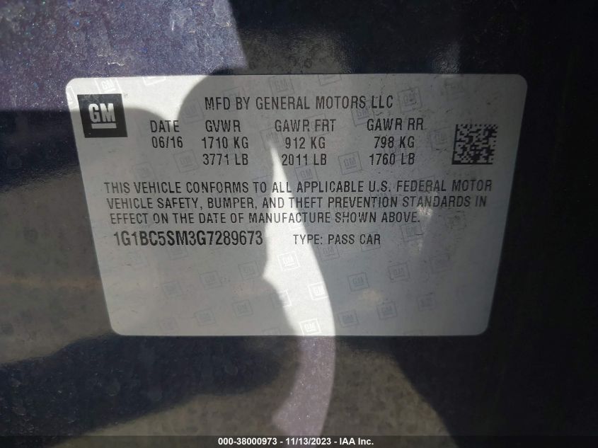 2016 CHEVROLET CRUZE LS - 1G1BC5SM3G7289673