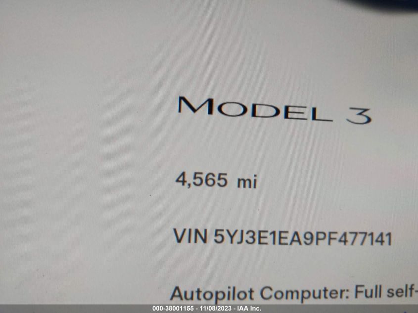 2023 TESLA MODEL 3 - 5YJ3E1EA9PF477141
