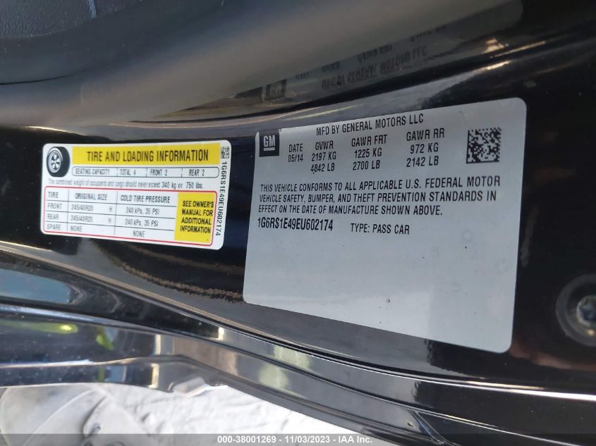 2014 CADILLAC ELR STANDARD 1G6RS1E49EU602174