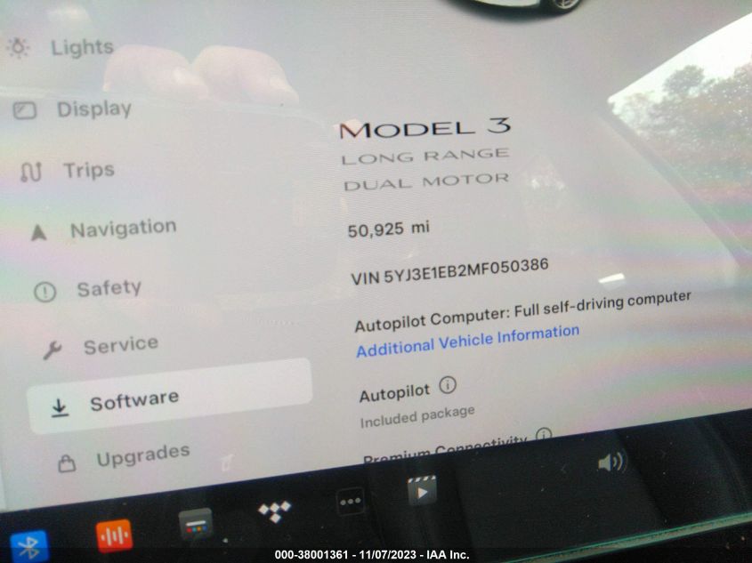 VIN 5YJ3E1EB2MF050386 2021 TESLA MODEL 3 LONG RANGE