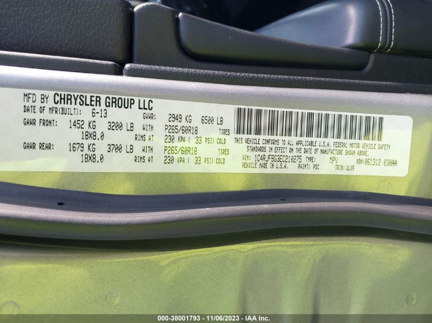 2014 JEEP GRAND CHEROKEE LIMITED - 1C4RJFBG3EC210275