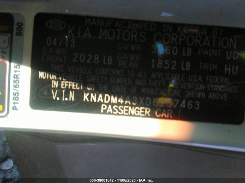 2013 KIA RIO LX - KNADM4A3XD6257463