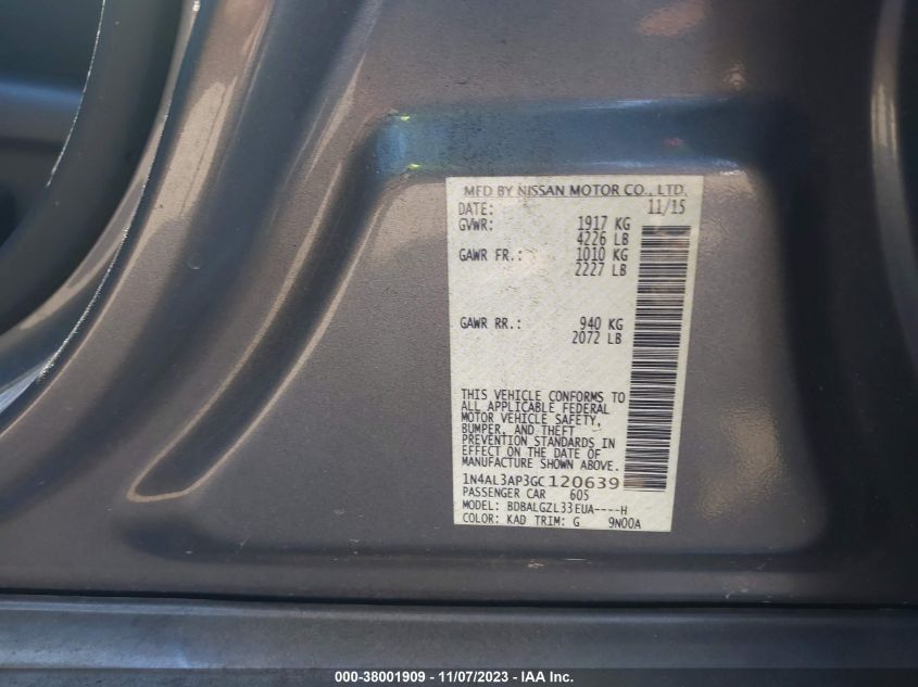 2016 NISSAN ALTIMA 2.5 S - 1N4AL3AP3GC120639