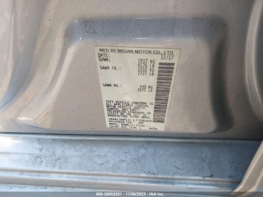 2018 NISSAN ALTIMA 2.5 SV - 1N4AL3AP5JC170840