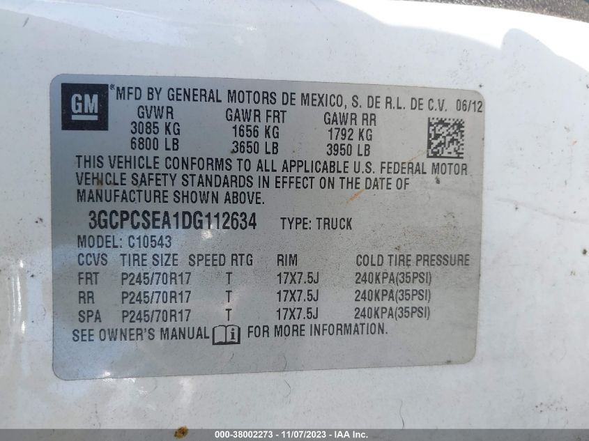 2013 CHEVROLET SILVERADO 1500 LT - 3GCPCSEA1DG112634