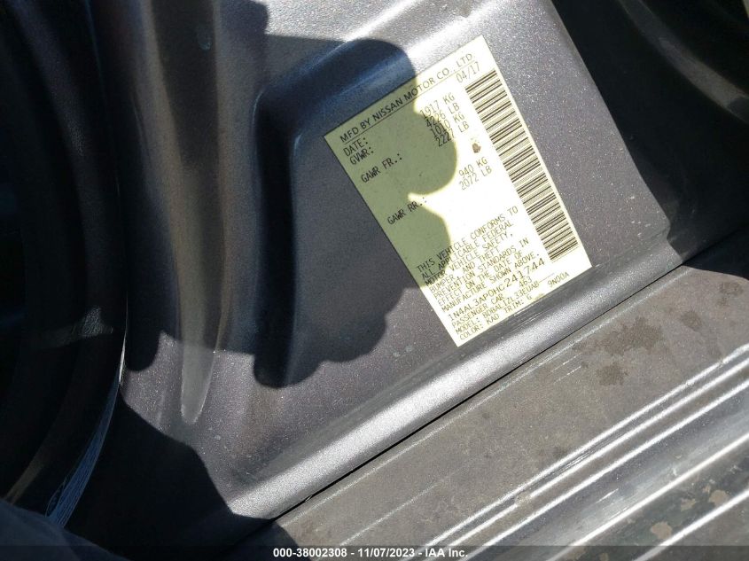 2017 NISSAN ALTIMA 2.5/S/SV/SL/SR - 1N4AL3AP0HC241744
