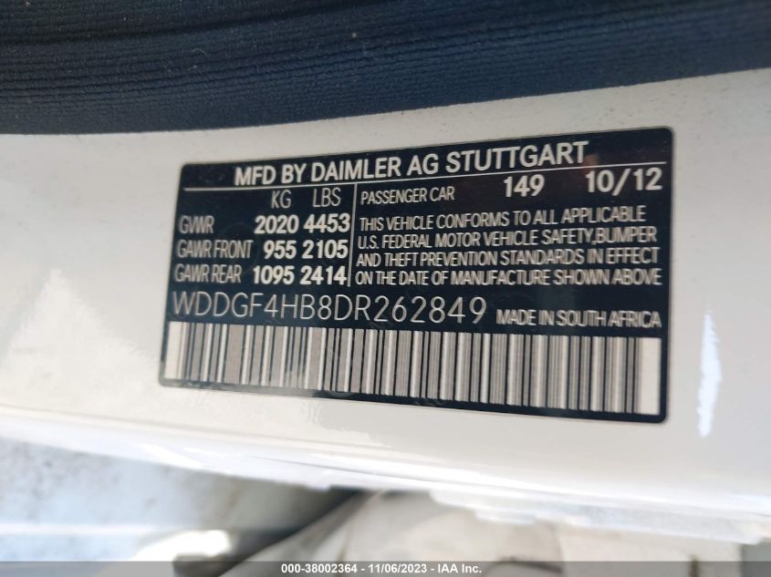 2013 MERCEDES-BENZ C 250 LUXURY/SPORT WDDGF4HB8DR262849