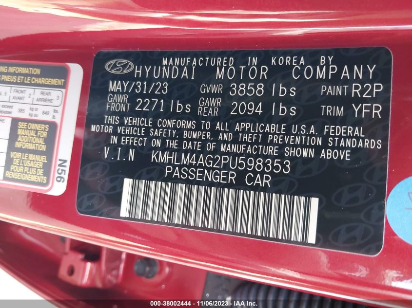 2023 HYUNDAI ELANTRA SEL - KMHLM4AG2PU598353