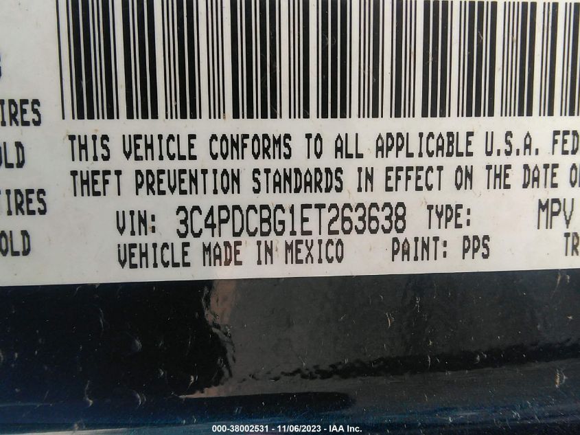 2014 DODGE JOURNEY SXT - 3C4PDCBG1ET263638