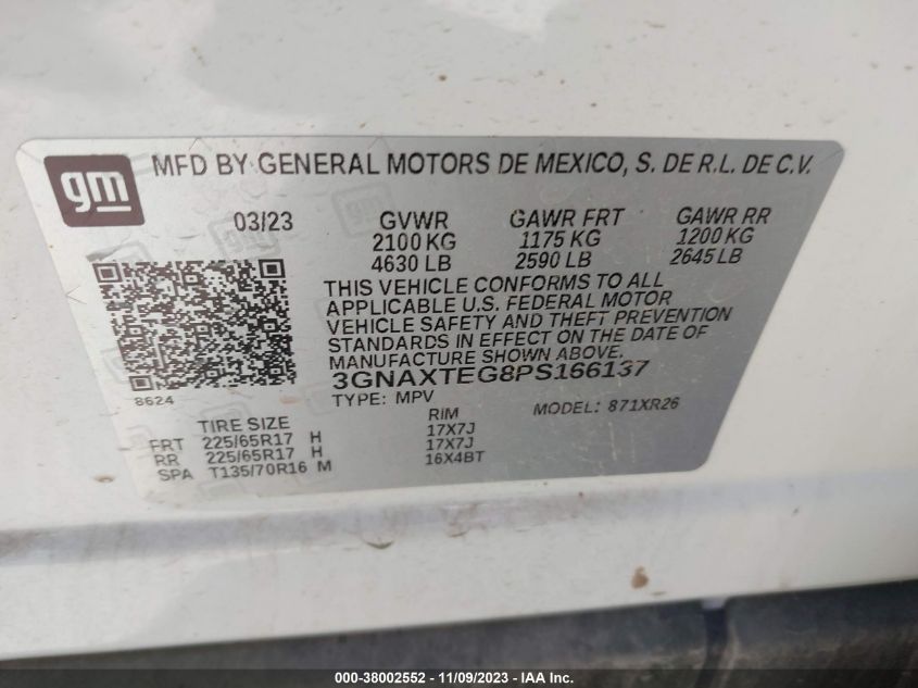 2023 CHEVROLET EQUINOX AWD 2FL - 3GNAXTEG8PS166137
