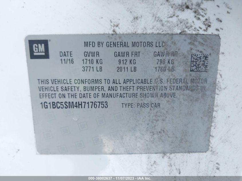 2017 CHEVROLET CRUZE LS - 1G1BC5SM4H7176753