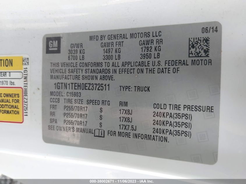 2014 GMC SIERRA 1500 - 1GTN1TEH0EZ372511
