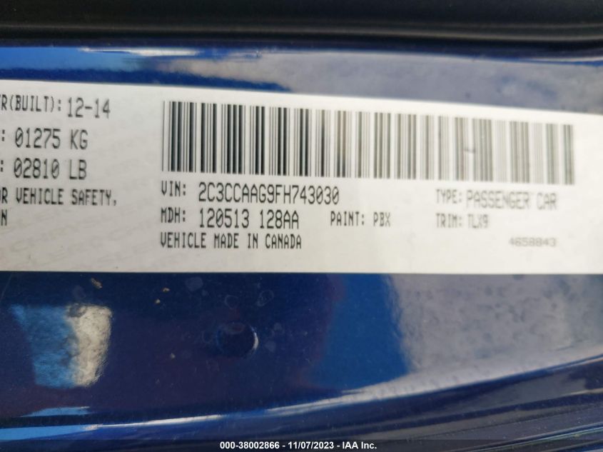 2015 CHRYSLER 300 LIMITED - 2C3CCAAG9FH743030