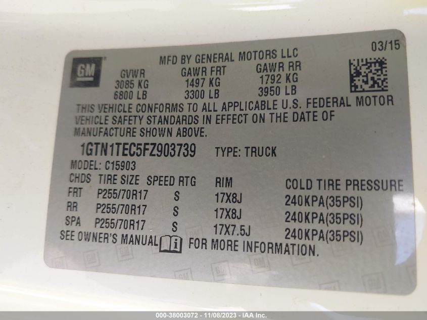 2015 GMC SIERRA 1500 - 1GTN1TEC5FZ903739