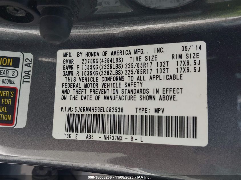 2014 HONDA CR-V EX - 5J6RM4H59EL082538