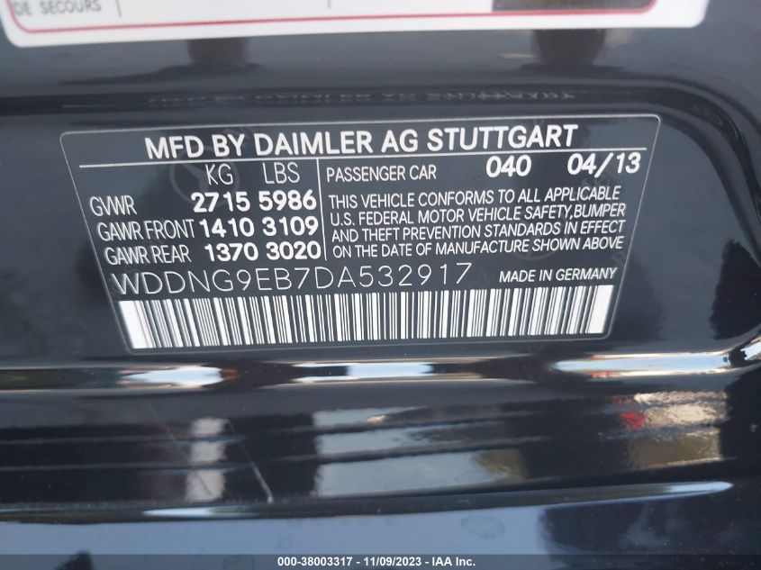 2013 MERCEDES-BENZ S 550 4MATIC WDDNG9EB7DA532917
