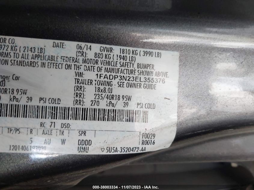 2014 FORD FOCUS TITANIUM - 1FADP3N23EL355376