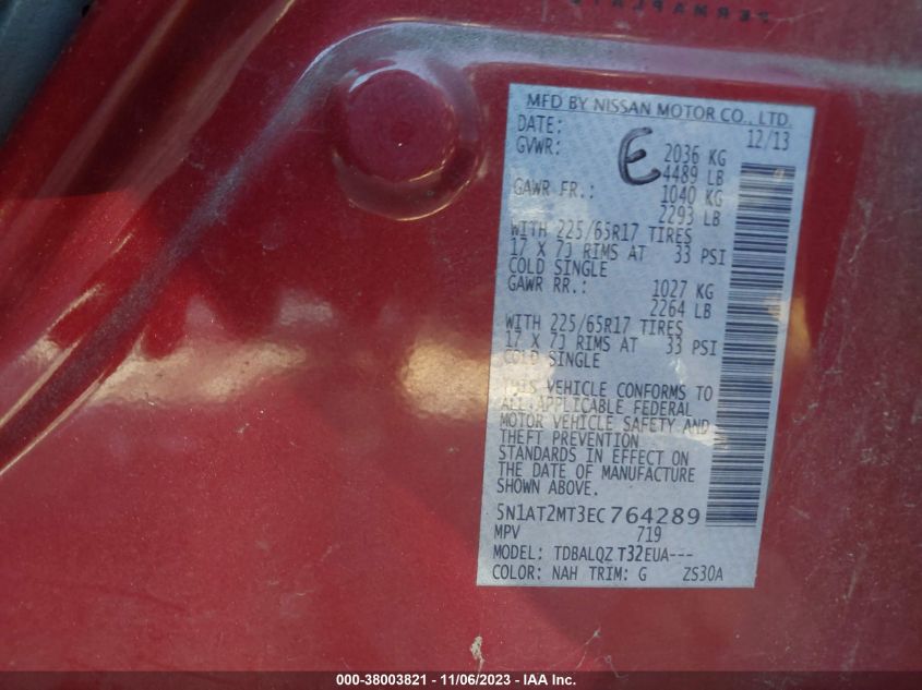 2014 NISSAN ROGUE SV - 5N1AT2MT3EC764289