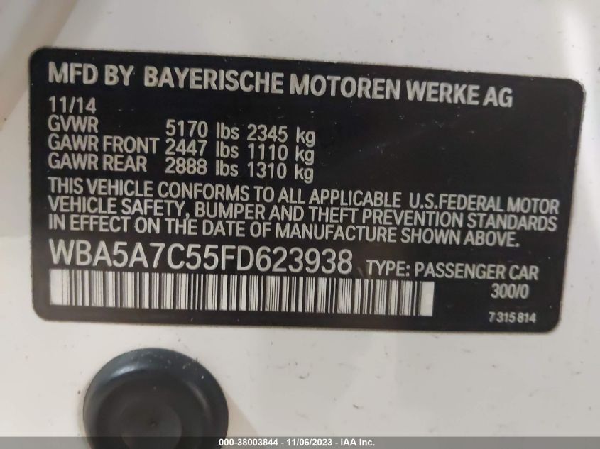 2015 BMW 528I XDRIVE WBA5A7C55FD623938