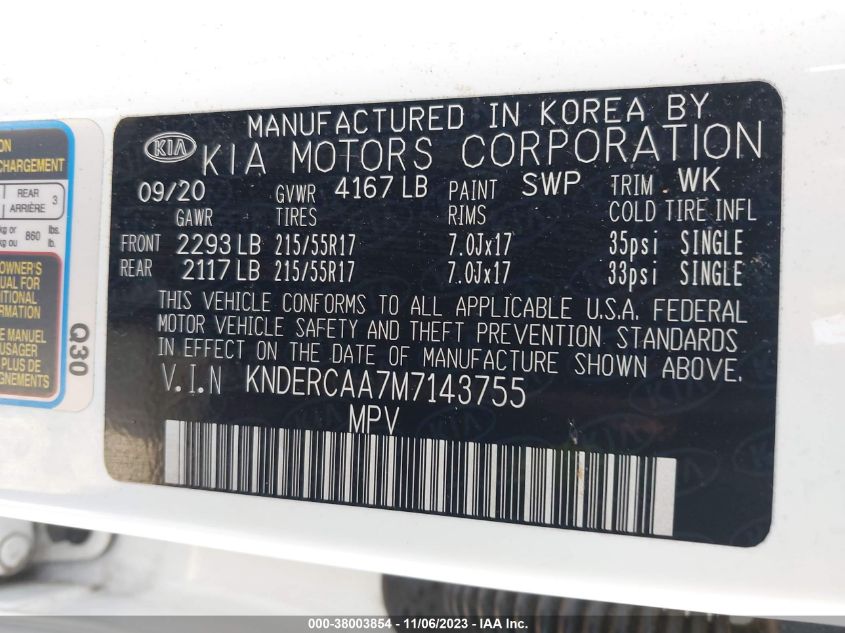 2021 KIA SELTOS EX - KNDERCAA7M7143755