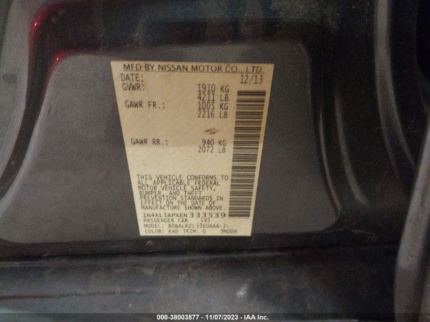 2014 NISSAN ALTIMA 2.5/2.5 S/2.5 SL/2.5 SV - 1N4AL3APXEN333539