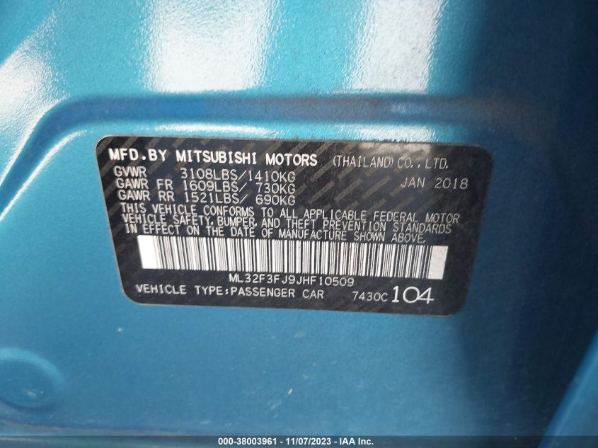 2018 MITSUBISHI MIRAGE G4 ES - ML32F3FJ9JHF10509