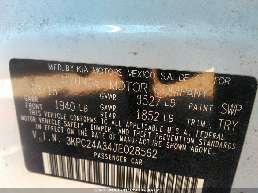 2018 HYUNDAI ACCENT SE/SEL - 3KPC24A34JE028562