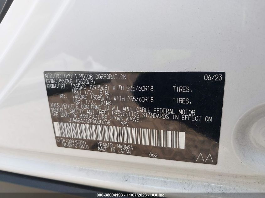 2023 TOYOTA BZ4X XLE JTMABACAXPA030068