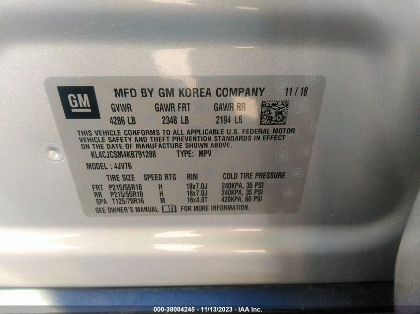 2019 BUICK ENCORE ESSENCE - KL4CJCSM4KB791288