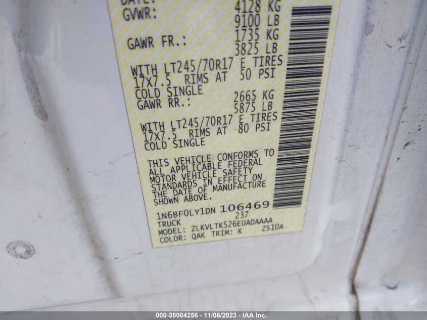 2013 NISSAN NV CARGO NV2500 HD SV V6 1N6BF0LY1DN106469
