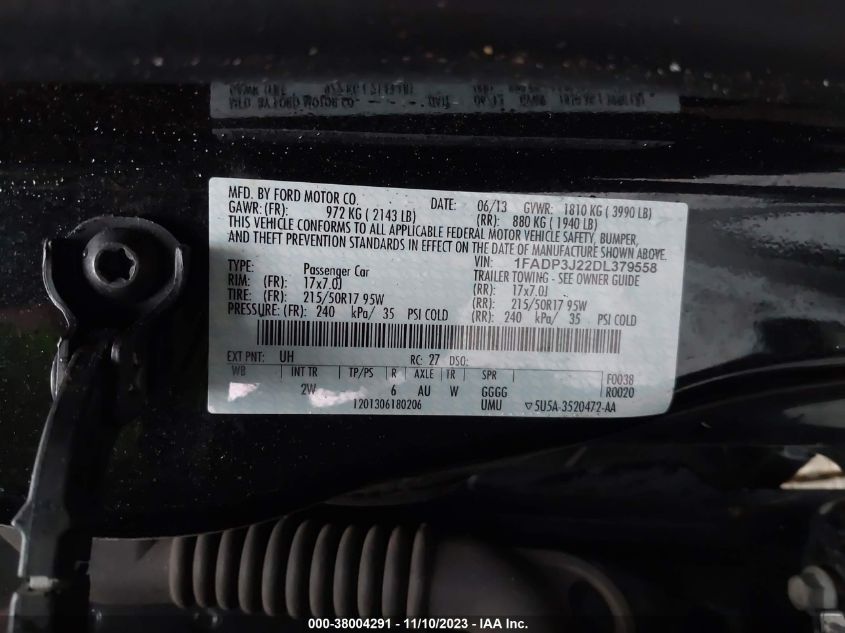2013 FORD FOCUS TITANIUM - 1FADP3J22DL379558