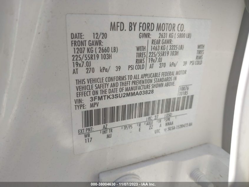 2021 FORD MUSTANG MACH-E PREMIUM 3FMTK3SU2MMA03828