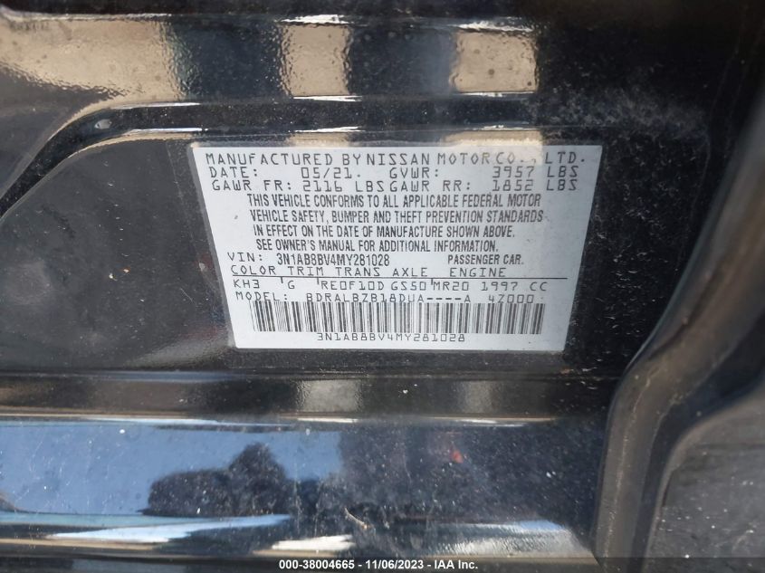 2021 NISSAN SENTRA S - 3N1AB8BV4MY281028