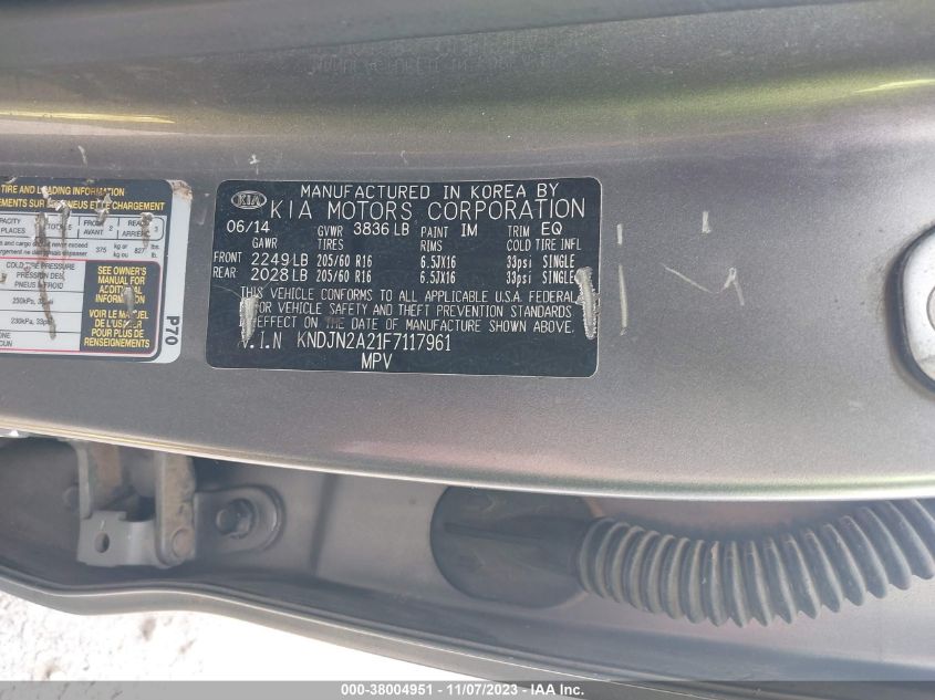 2015 KIA SOUL BASE - KNDJN2A21F7117961
