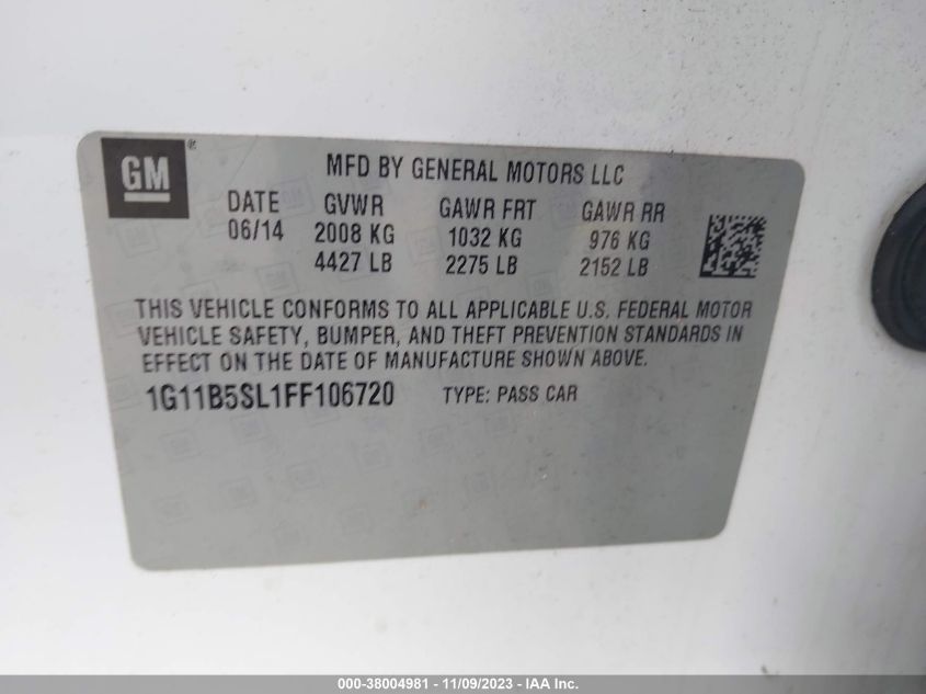 2015 CHEVROLET MALIBU LS - 1G11B5SL1FF106720